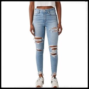 NWT American eagle Next Level High-Waisted Ripped Jegging Size 14 Short